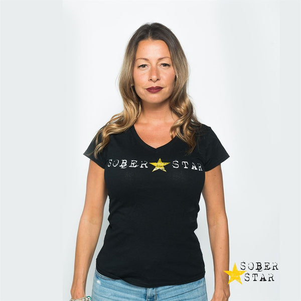 SOBERSTAR – T-SHIRT COL V FEMME SOBRIETY